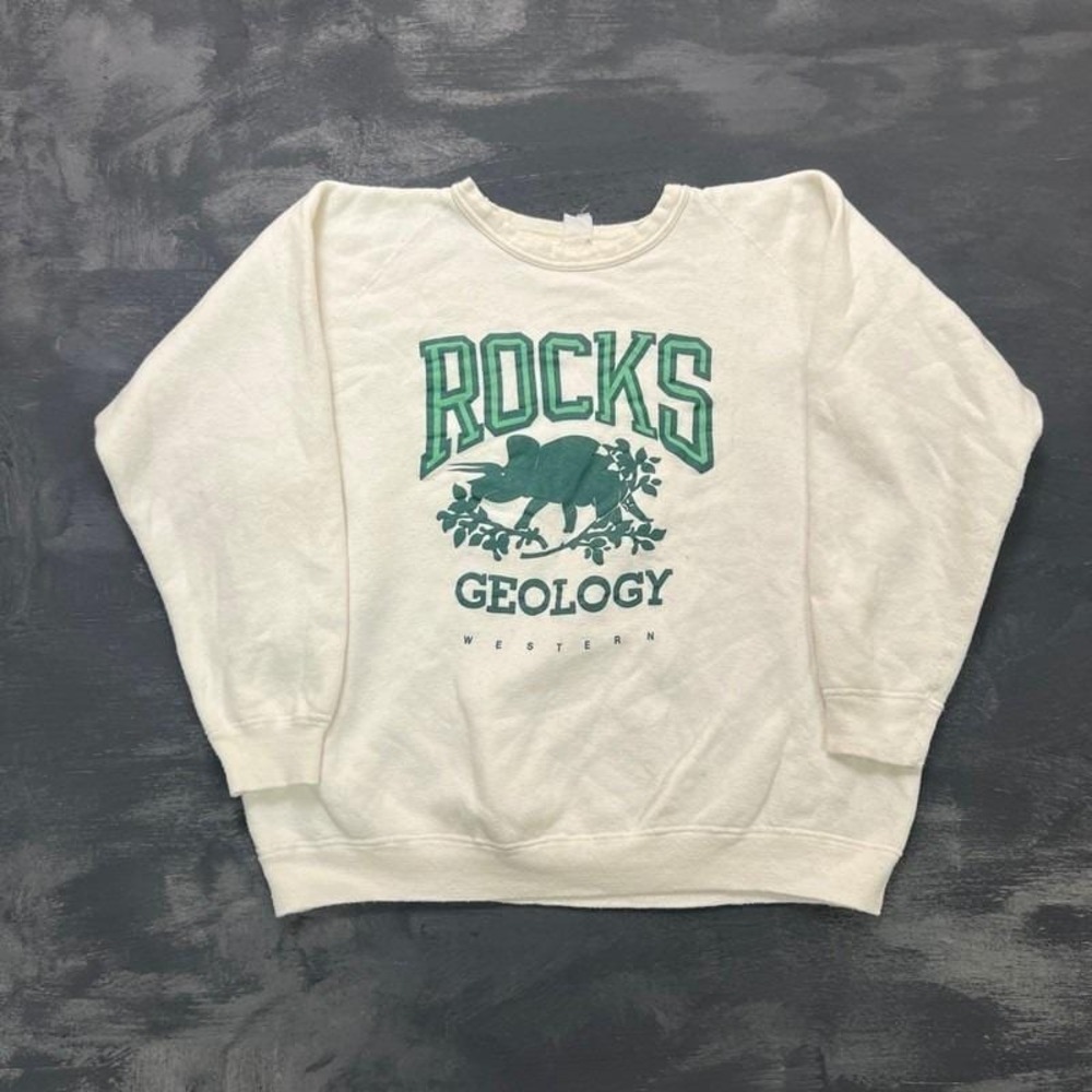 Vintage University Of Western Ontario Geology Sweatshirt Mens Medium White 1970s